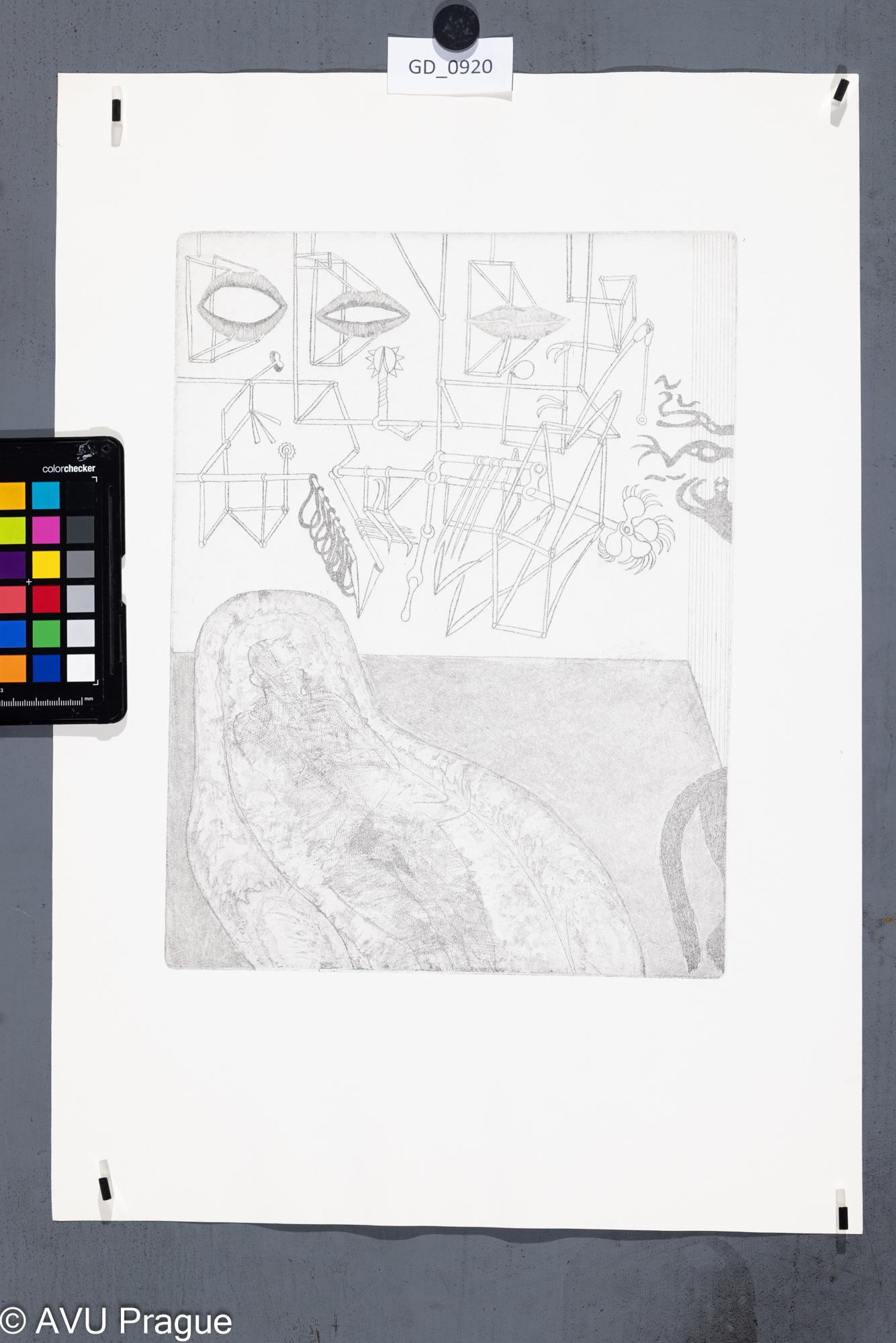 nezjištěno, V ordinaci - plastická chirurgie, Lept / rezerváž, 32,3 x 24,4 , 50,2 x 35