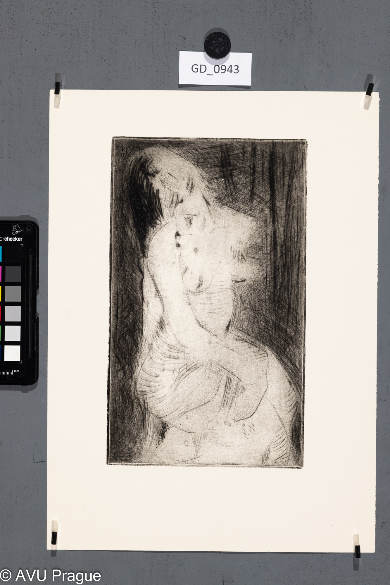 nezjištěno, Model - ženská figuraSuchá jehla, 25 x 15, 35 x 25