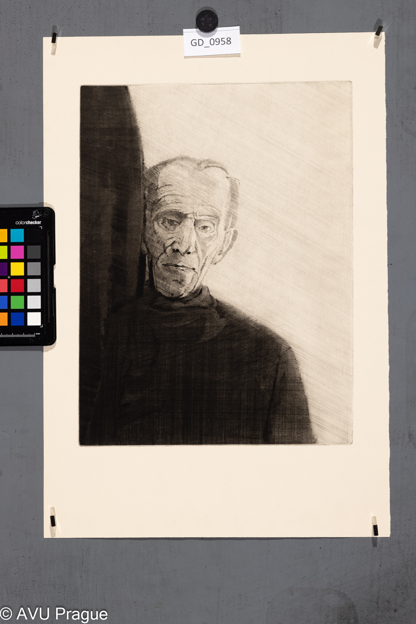 nezjištěno, Portrét starého mužeSuchá jehla, 32,7 x 24,7, 45,5 x 31,1