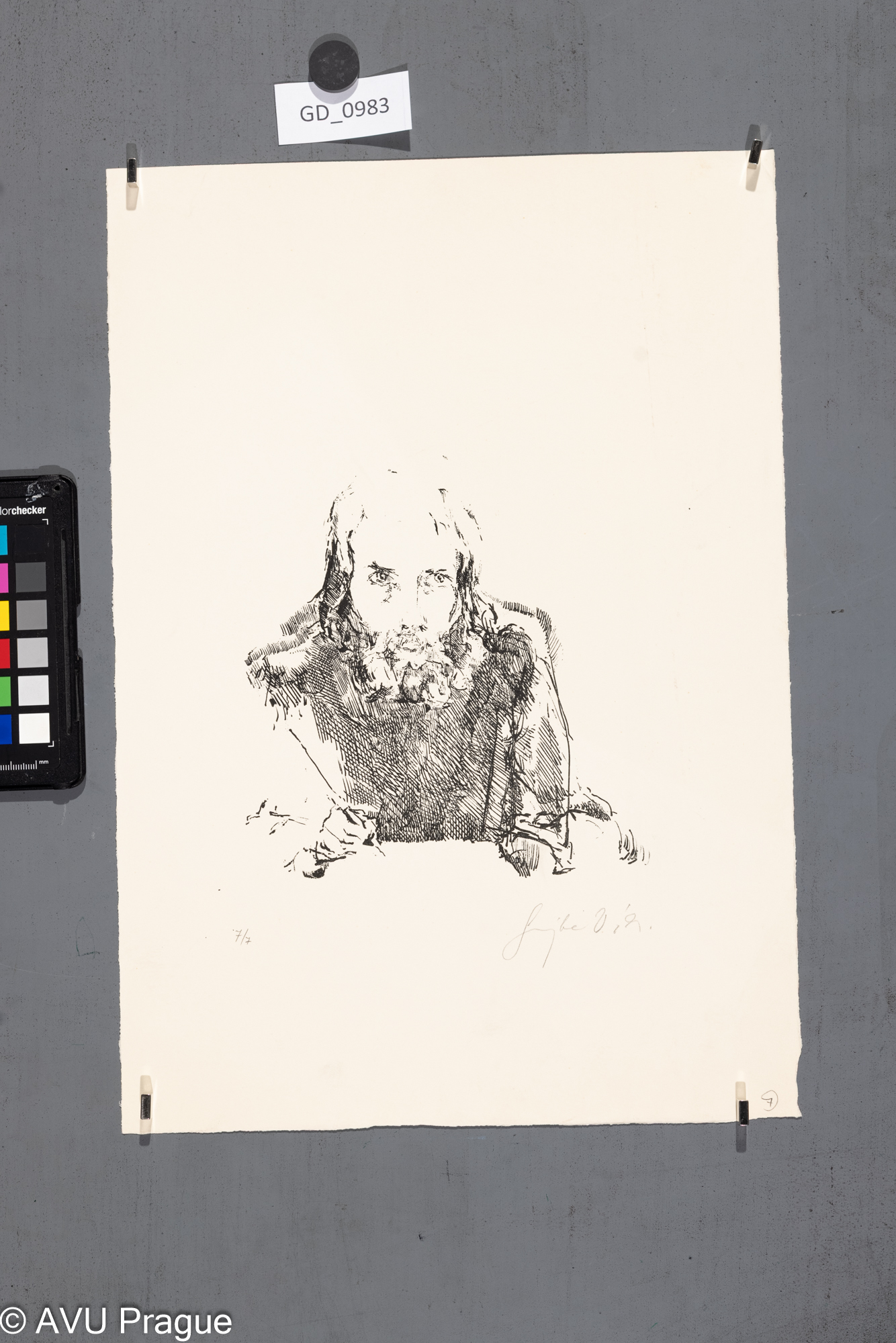 Václav Smejkal, Muž - autoportrét? Litografie - tuž, 17 x 16,5,         38,5 x 27, Čepelák