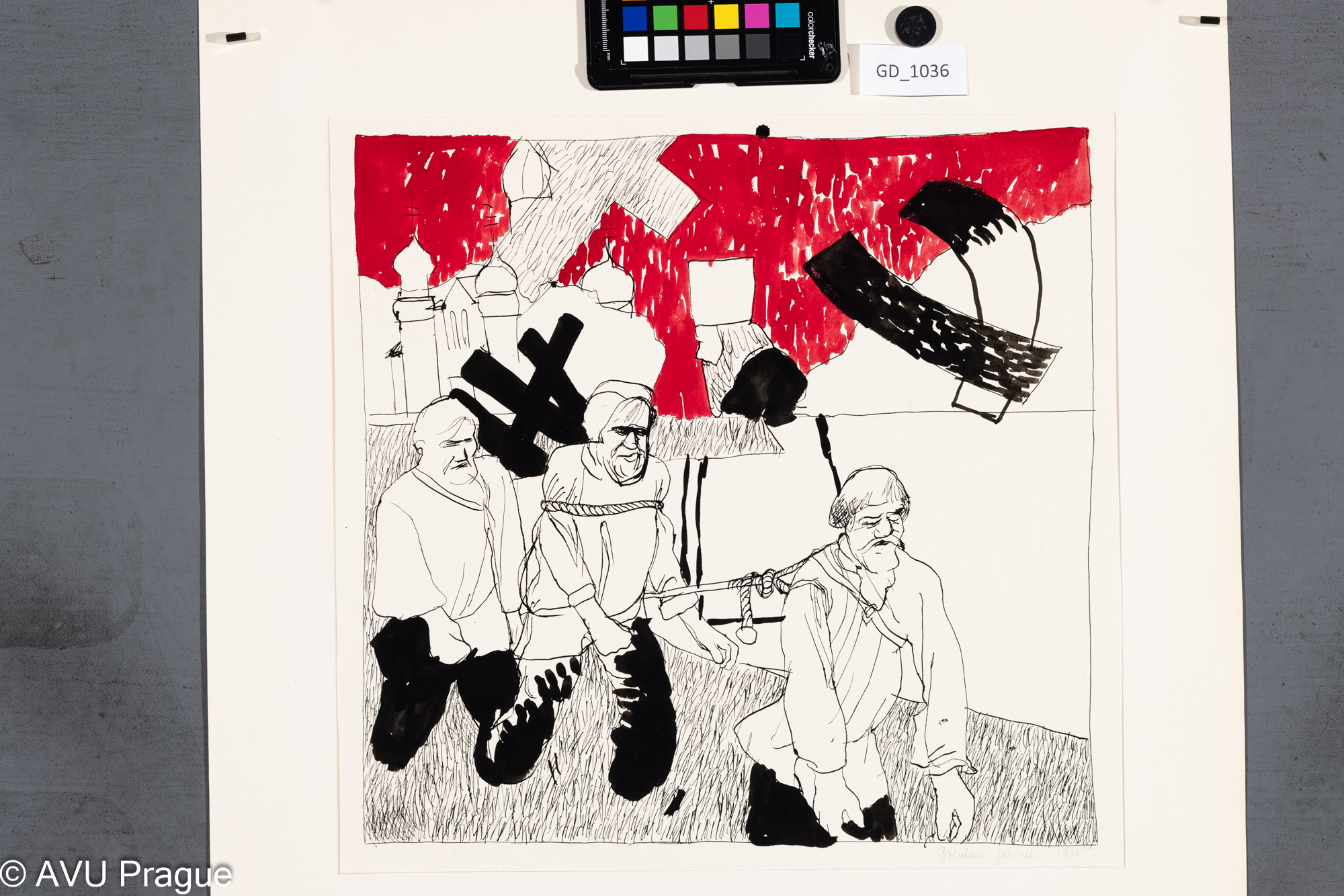 Bohdan Jelínek, Život na Rusi III. - Burlaci, 1974, Kresba, 34,8 x 35,8, 59,1 x 42, Čepelák