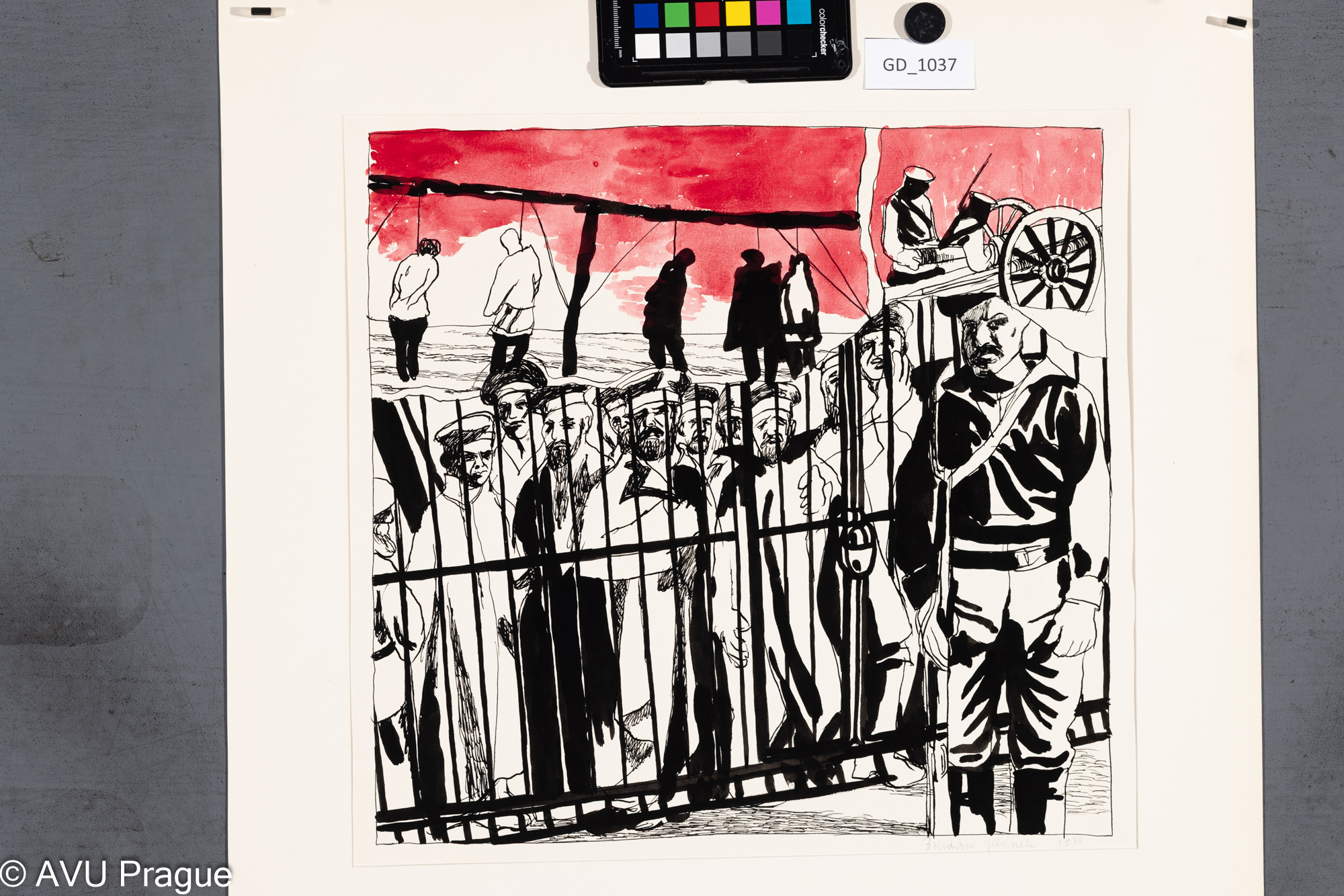 Bohdan Jelínek, Život na Rusi IV.,1974, Kresba, 35 x 36,5, 59,2 x 42,Čepelák