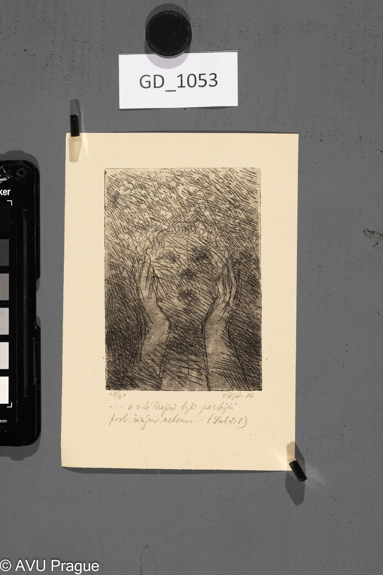 Petr Štěpán, Pastýř, 1986, Lept, 9,8 x 6,8, 14,3 x 10,4, ČepelákPF.