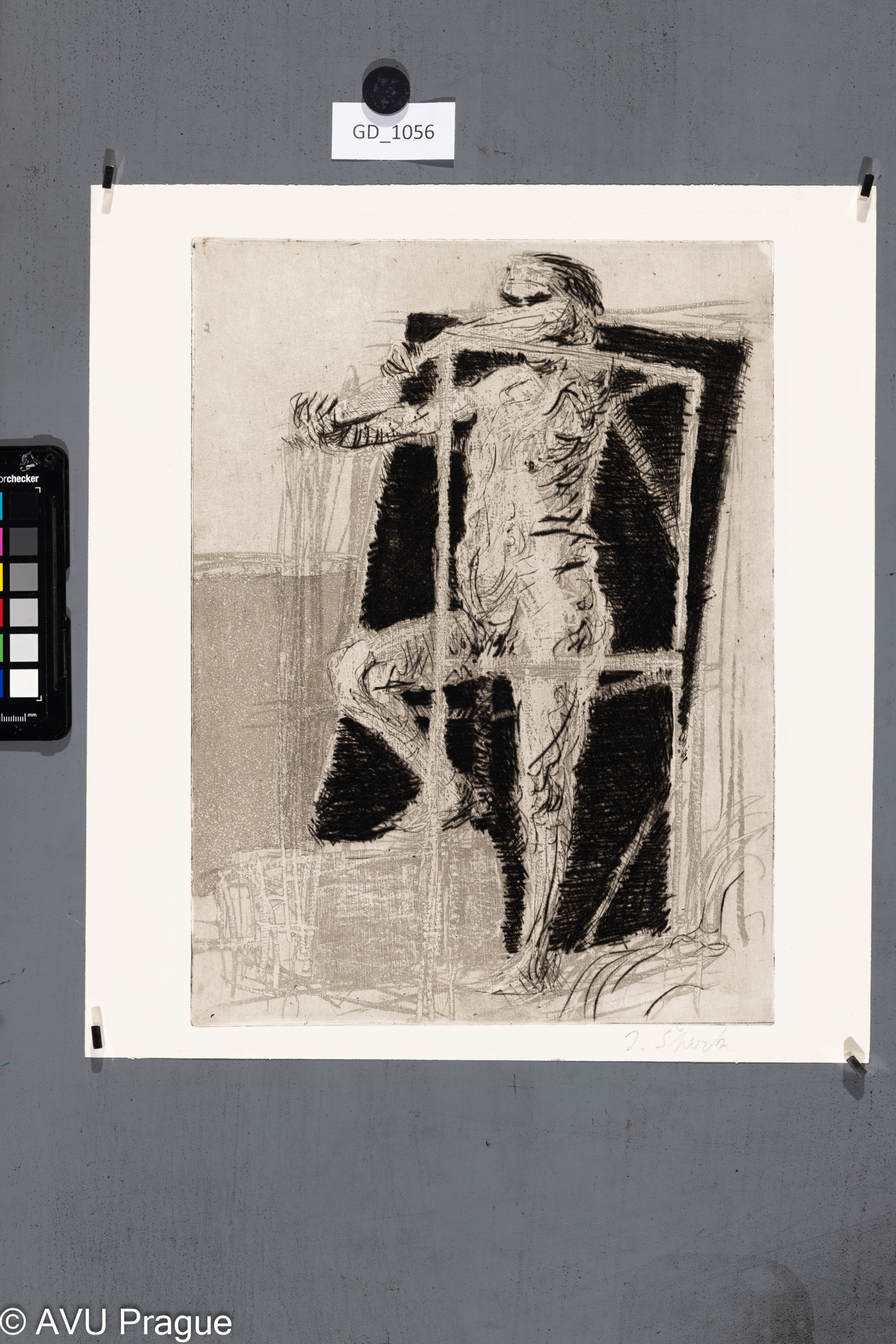 Ivan Špirk, Model - akt,Suchá jehla / Měkký kryt, 33,5 x 24,8, 37,1 x 33,4, Čepelák