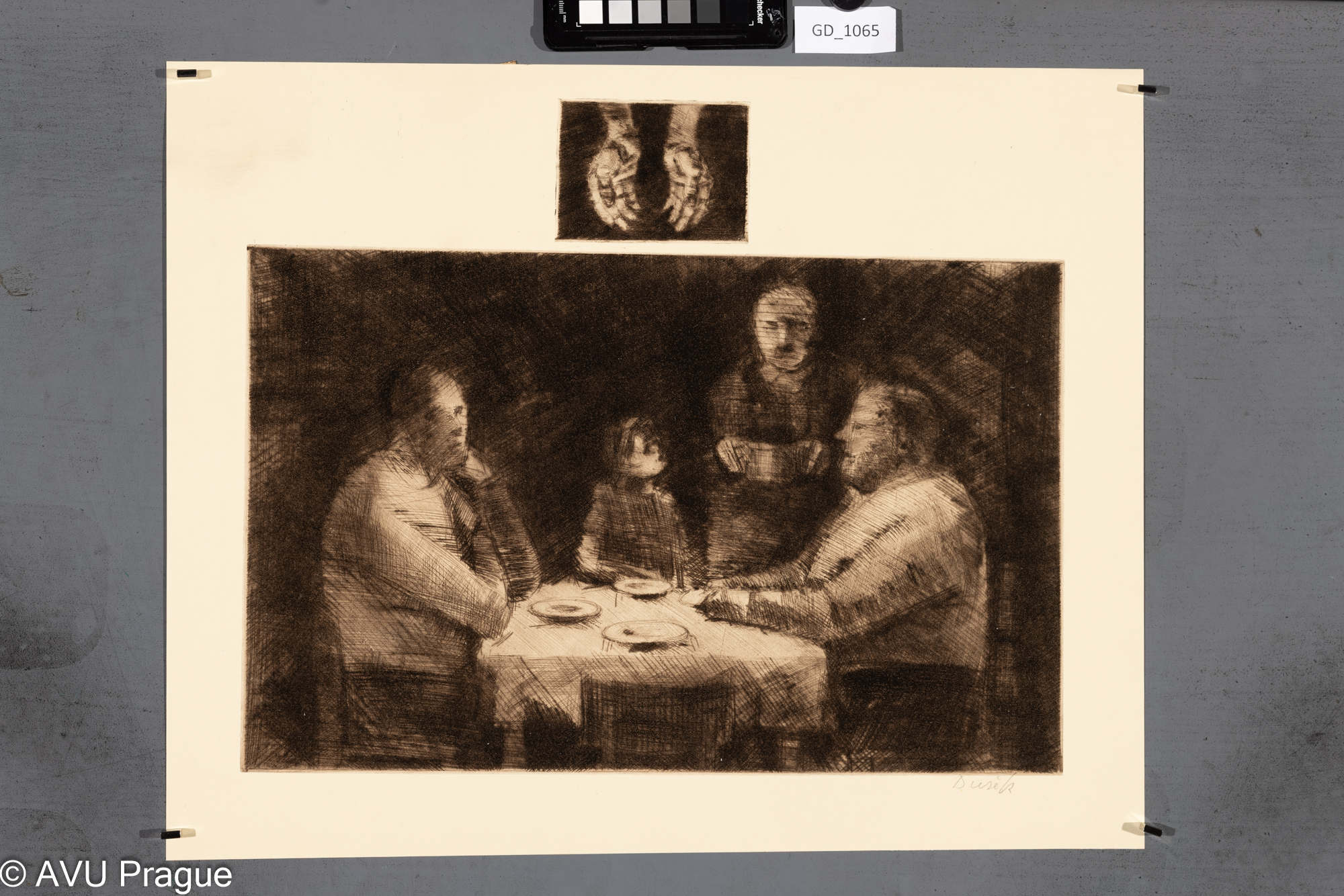 Lubomír DušekRuce, Rodina u stoluSuchá jehla7,3 x 10; 26,7 x 4240,3 x 50Čepelák