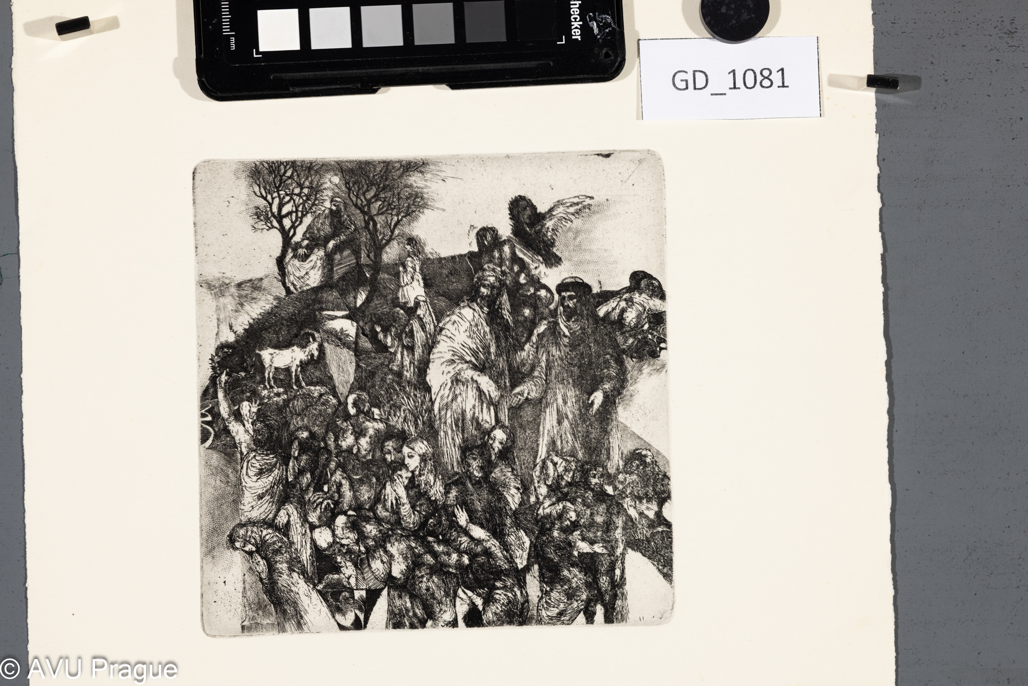 Ivana Kantůrková, firurální skrumáž - biblický motiv, Lept, 13,8 x 13,8,31,4 x 25,8, Čepelák