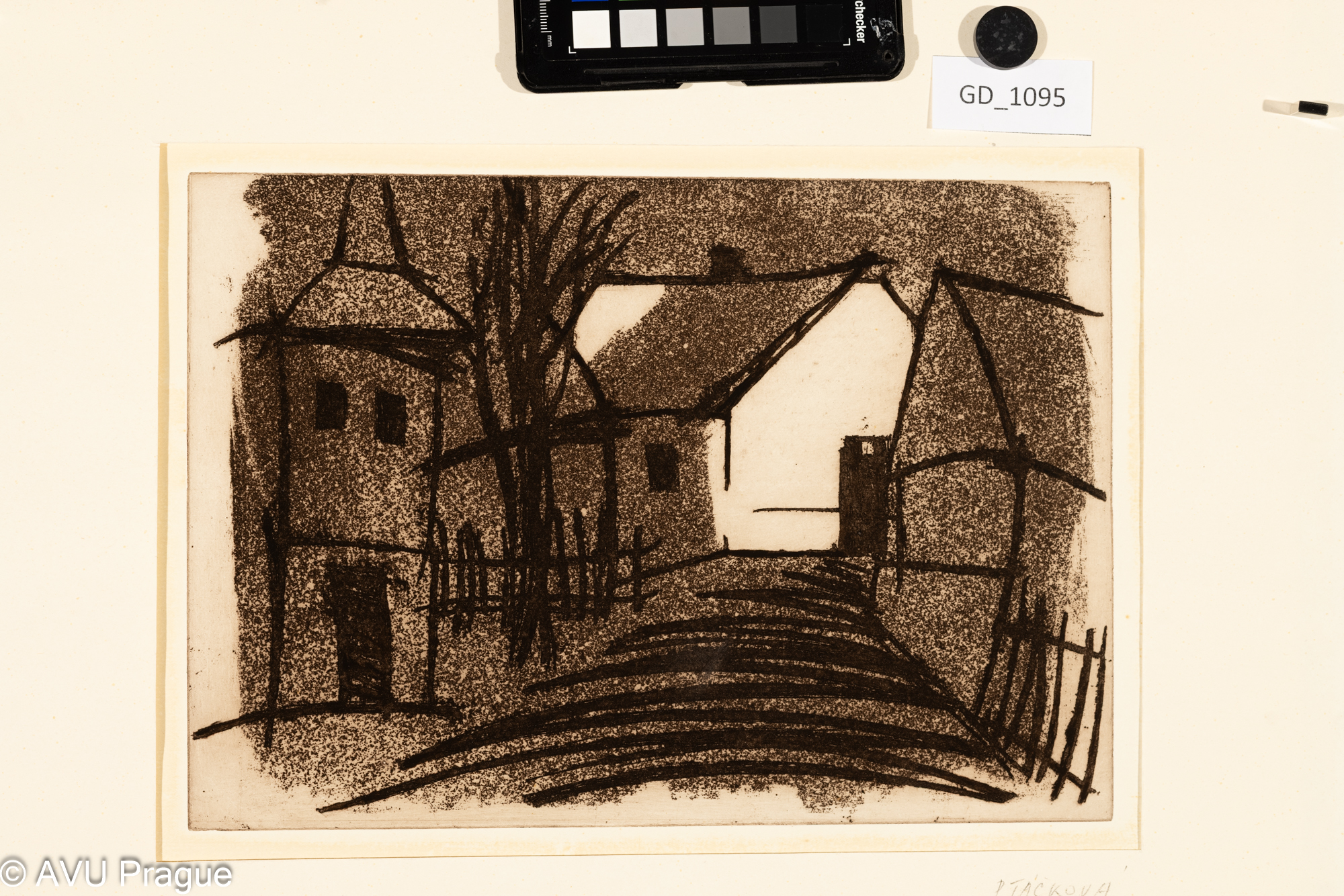 Olga Ptáčková, Domky,Akvatinta, 20,3 x 29,7, 34,2 x 42,2,Čepelák