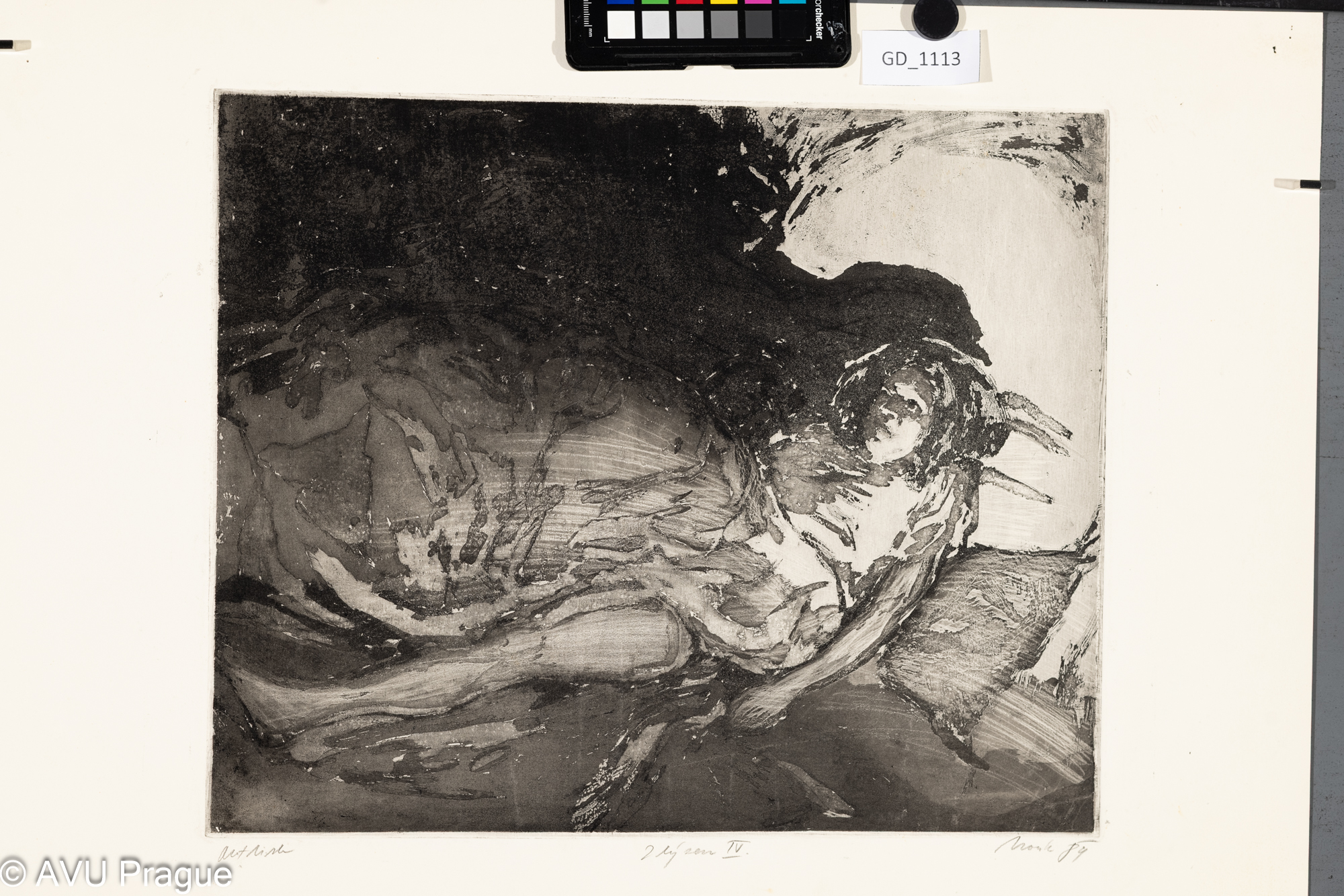 Petr Novák, Zlý sen IV., 1989, Akvatinta -Rezerváž, 32,3 x 39,2, 44 x 59,1,