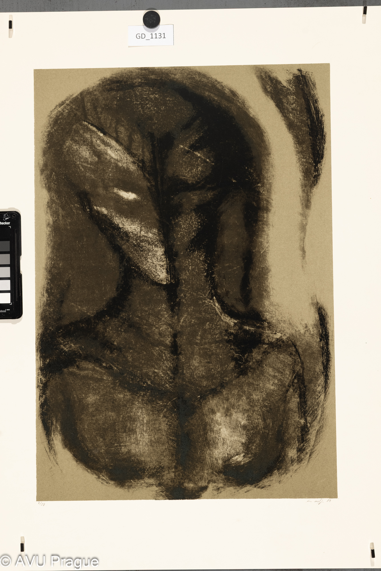 Jan Kunovský, hlava ženy, 1984, Litografie -tři barvy, 50 x 34,5,64,7 x 47,3, Čepelák