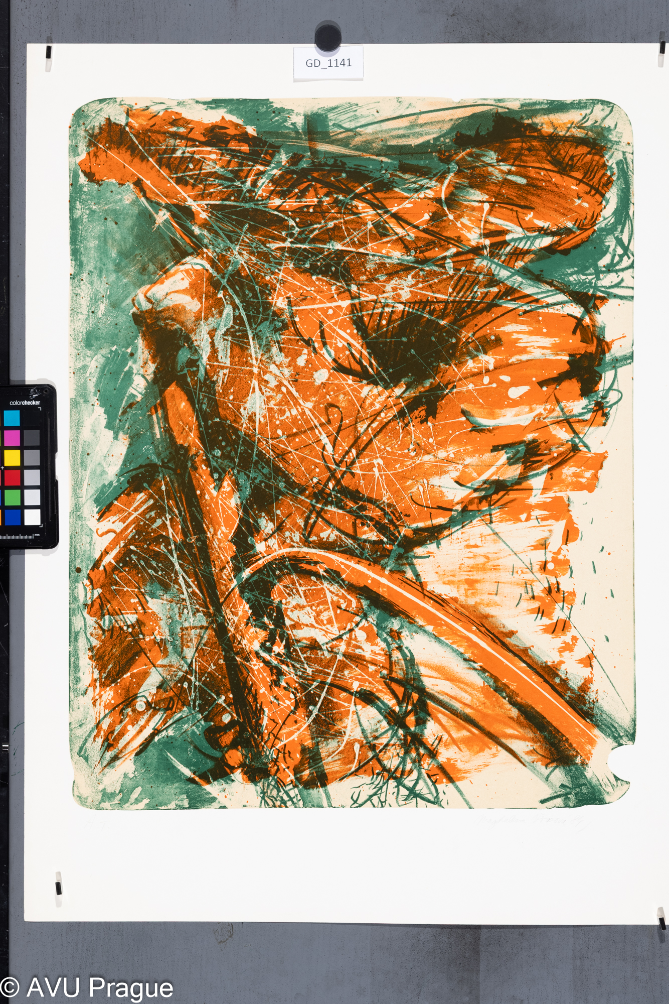 Magdalena Vovsová, Z cyklu Valcíři, 1983 - 84, litografie - podtisk - dvě barvy, 53,8 x 42,8, 66,8 x 50,2, Čepelák