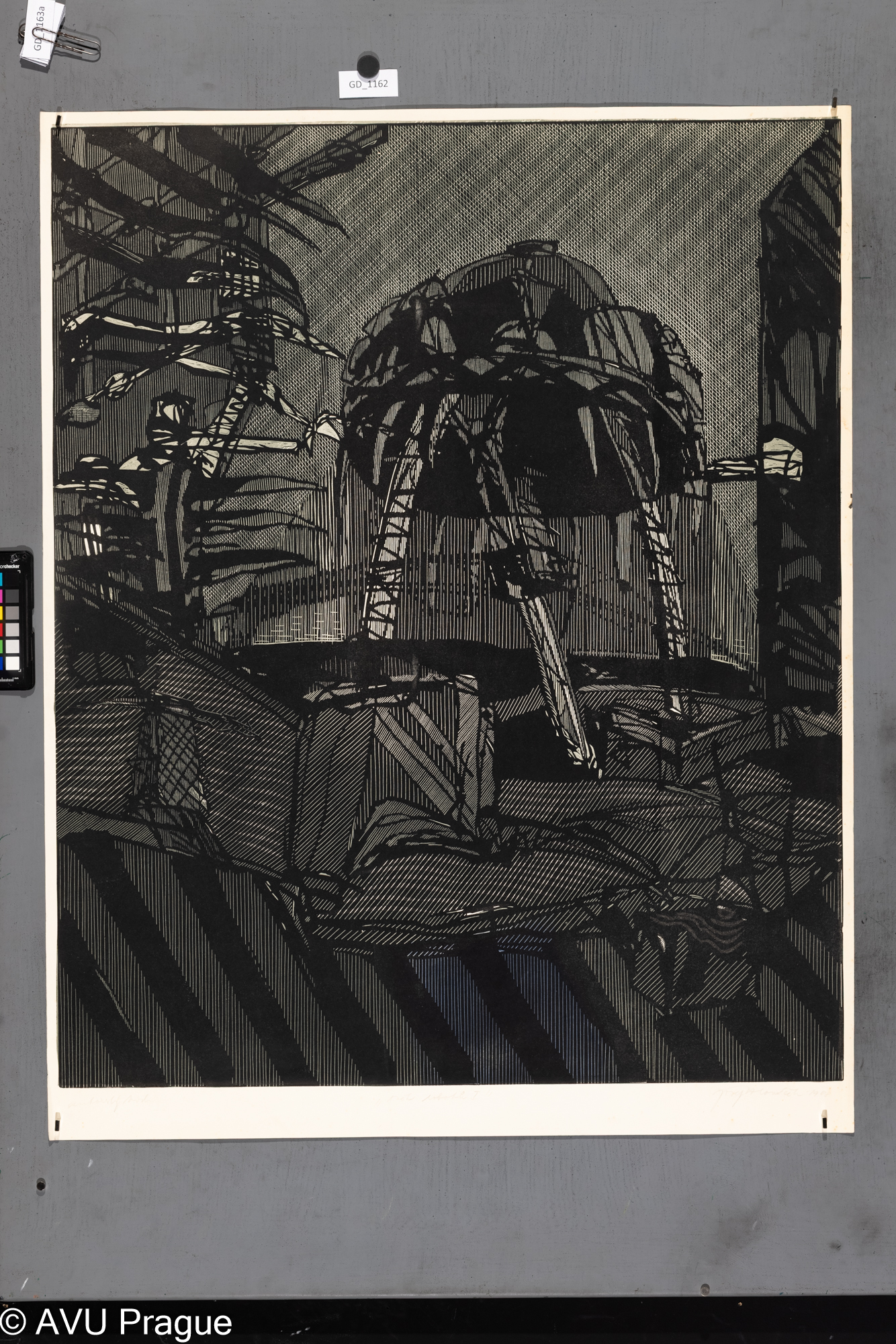 Josef Hlaváček, Svět robotů, 1988, Linoryt - soutisk, 86,3 x 70,7,      92 x 72,3,Čepelák