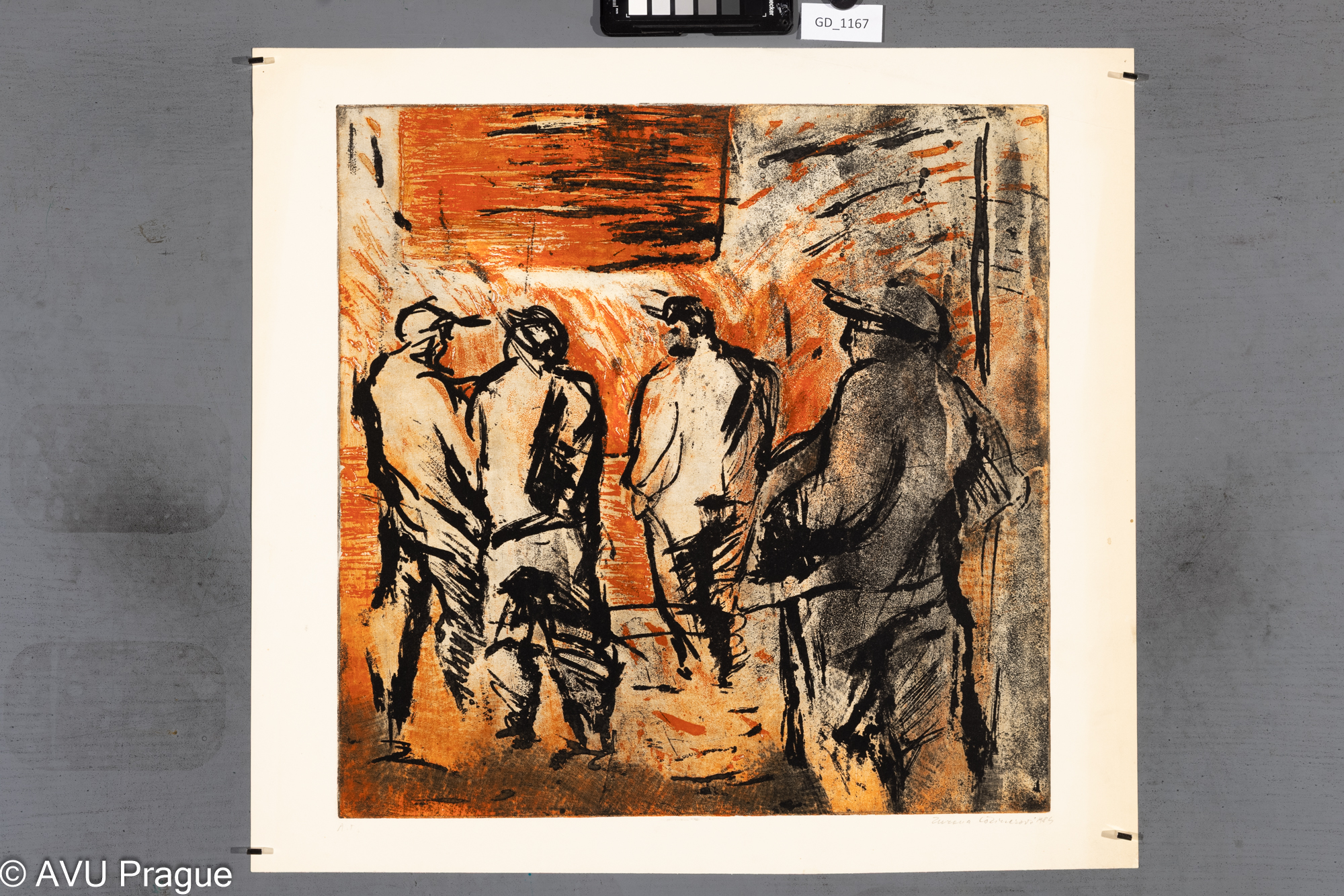 Zuzana Lörinczová, Hutníci, 1984, Lept / akvatinta - soutisk, 46,2 x 46,3, 53,4 x 57,5,Čepelák