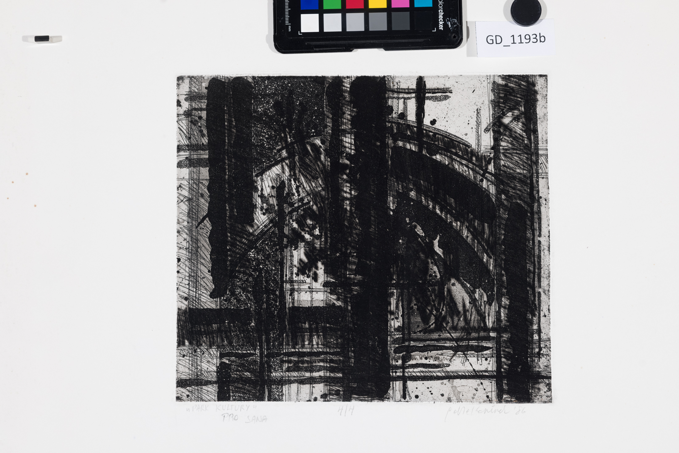 Nečitelná sig., Park kultury1986,Lept/ akvatinta / suchá jehla,21,8 x 25,68 x 49,7,