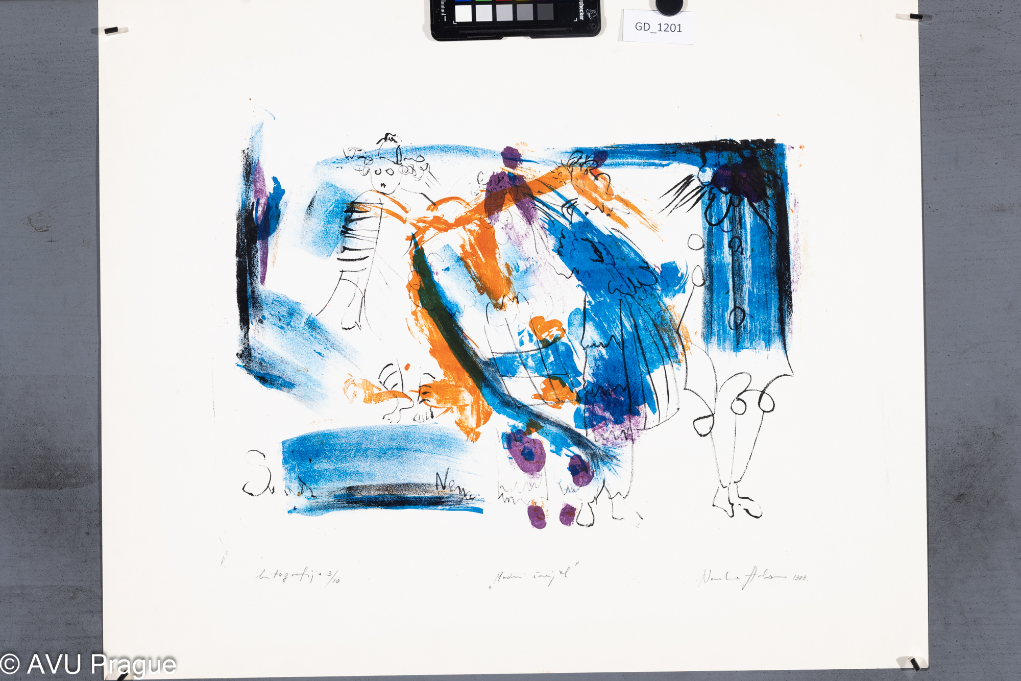 Neverka Arbamas, Figurální kompozice - čarodějky, 1989, Litografie - čtyři barvy, 30,3 x 45,50,1 x 60,3,