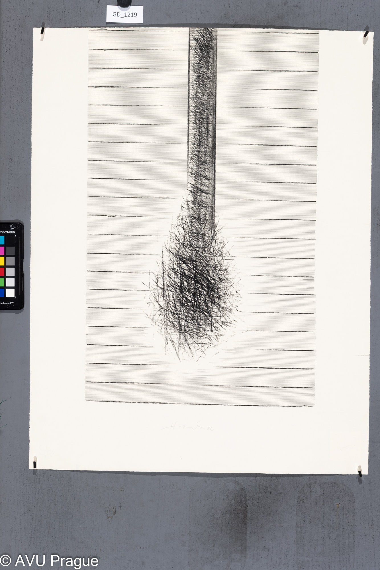 Josef Hampl, z cyklu "Náhlá příhoda" II., 1986, Litografie/soutisk, 54,4 x 32,6,62, 8 x 48,4, Masák ?