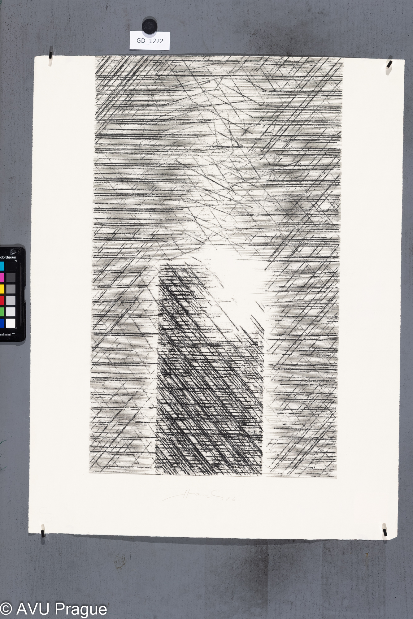 Josef Hampl, z cyklu "Náhlá příhoda" IV., 1986,Litografie/soutisk, 55,1 x 32,5,63,3 x 45,6, Masák ?