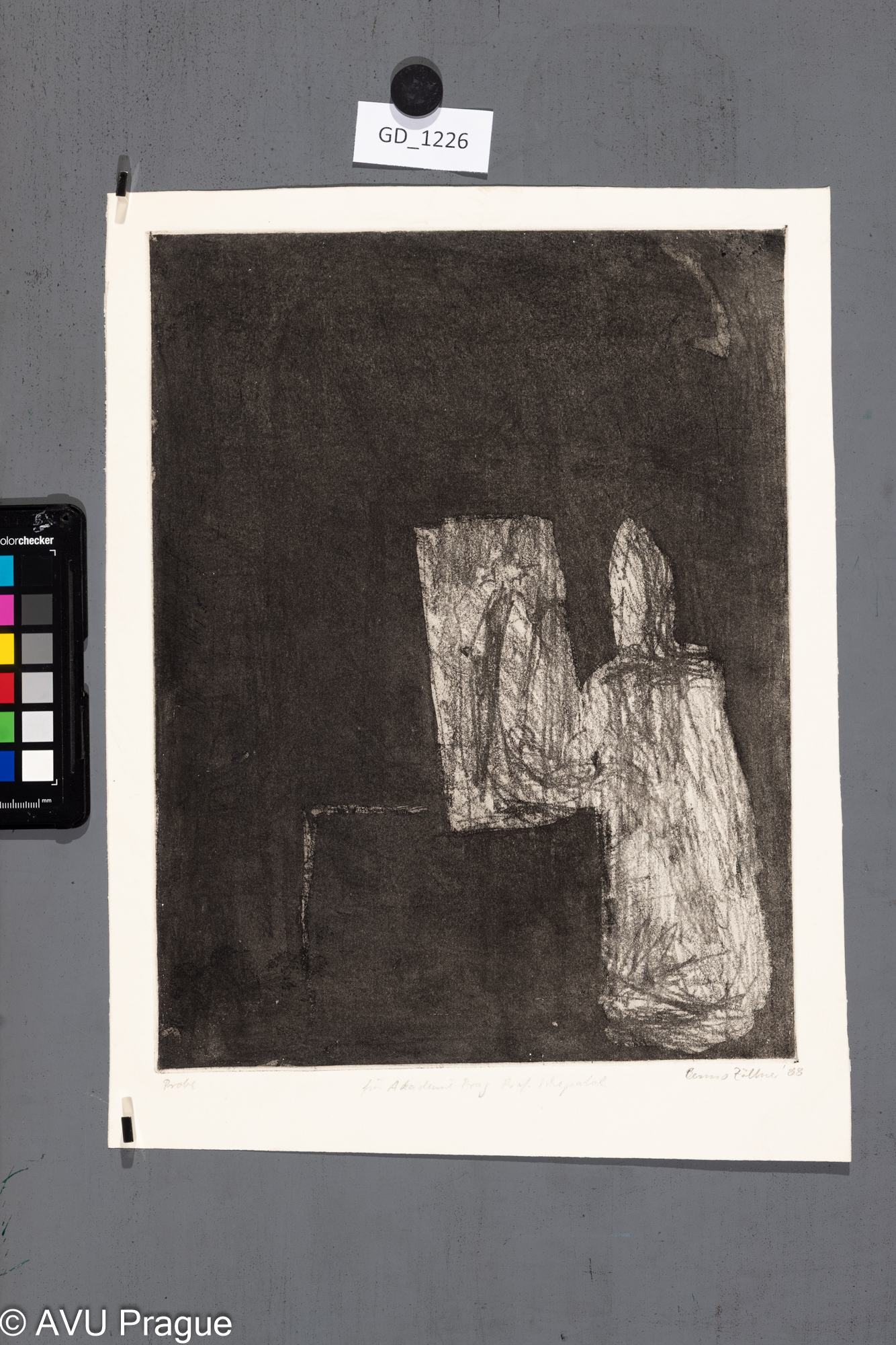 Bruno Zöllner, Při kreslení, 1988,Měkký kryt / akvatinta,32,3 x 24,7,37,3 x 28,1,