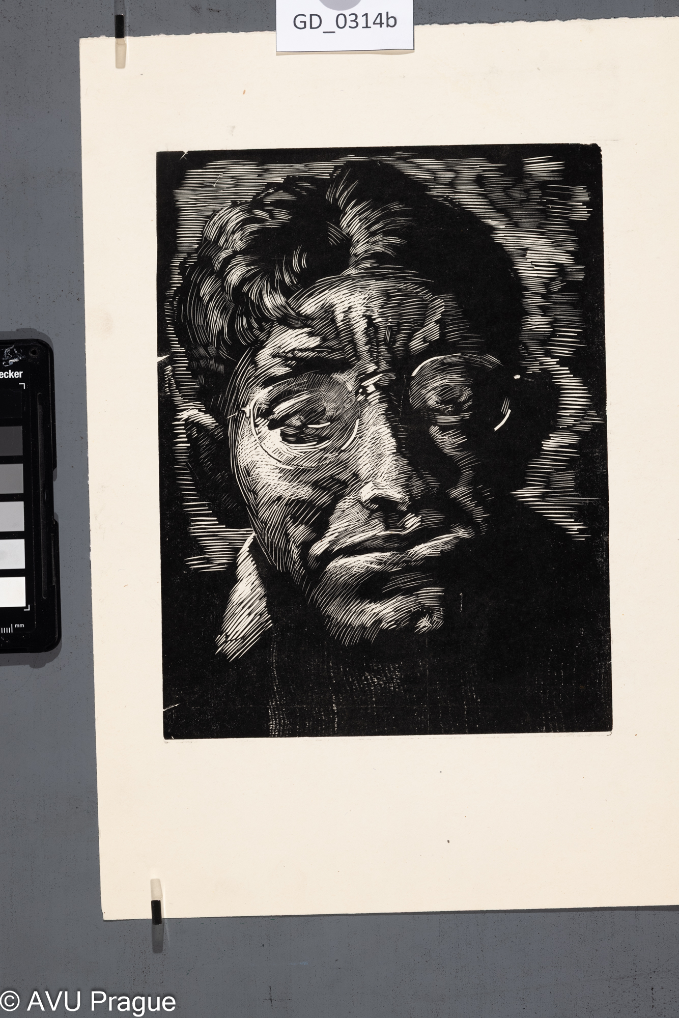 Hlava chlapce s brýlemi