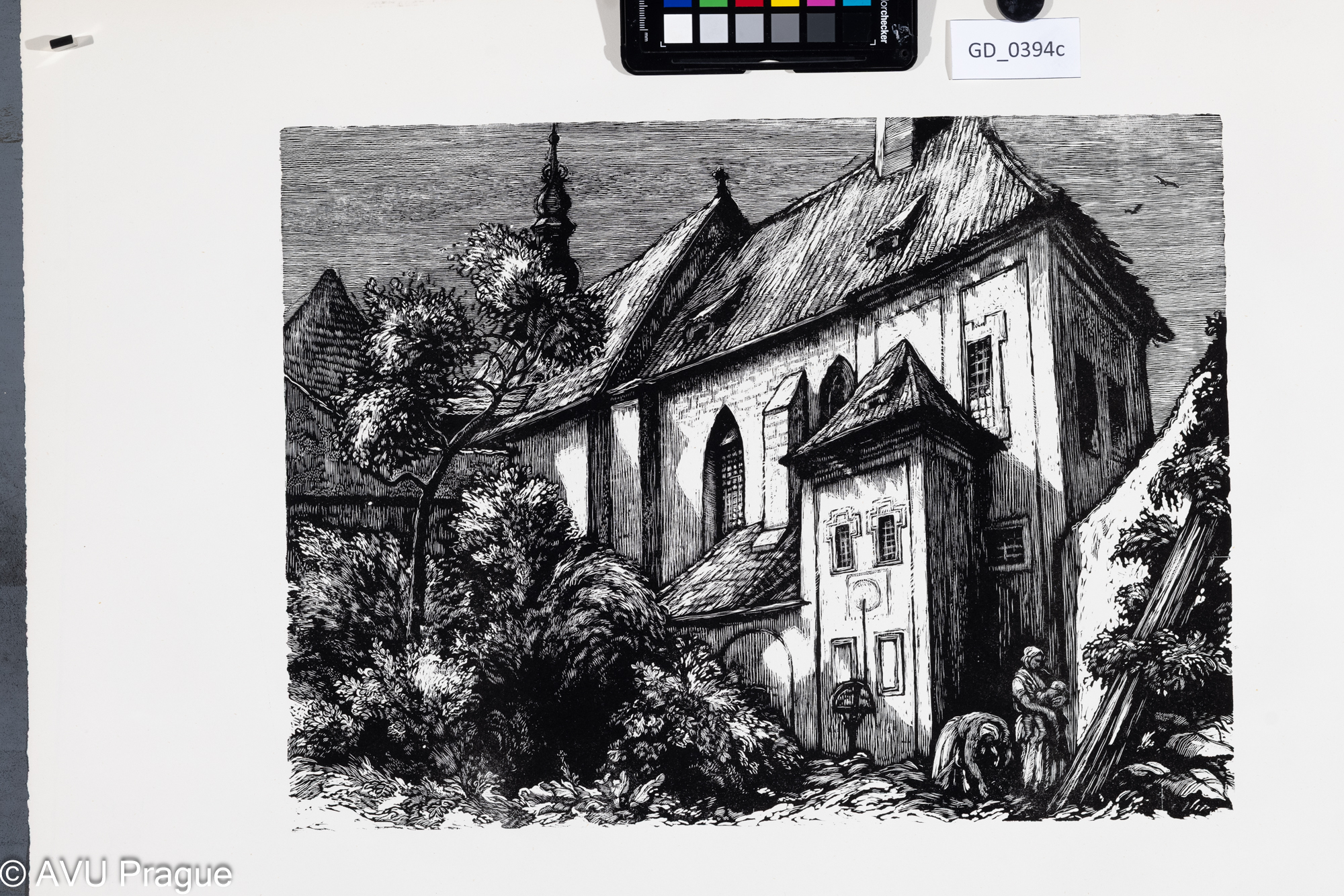 Žánrový výjev s kostelíkem